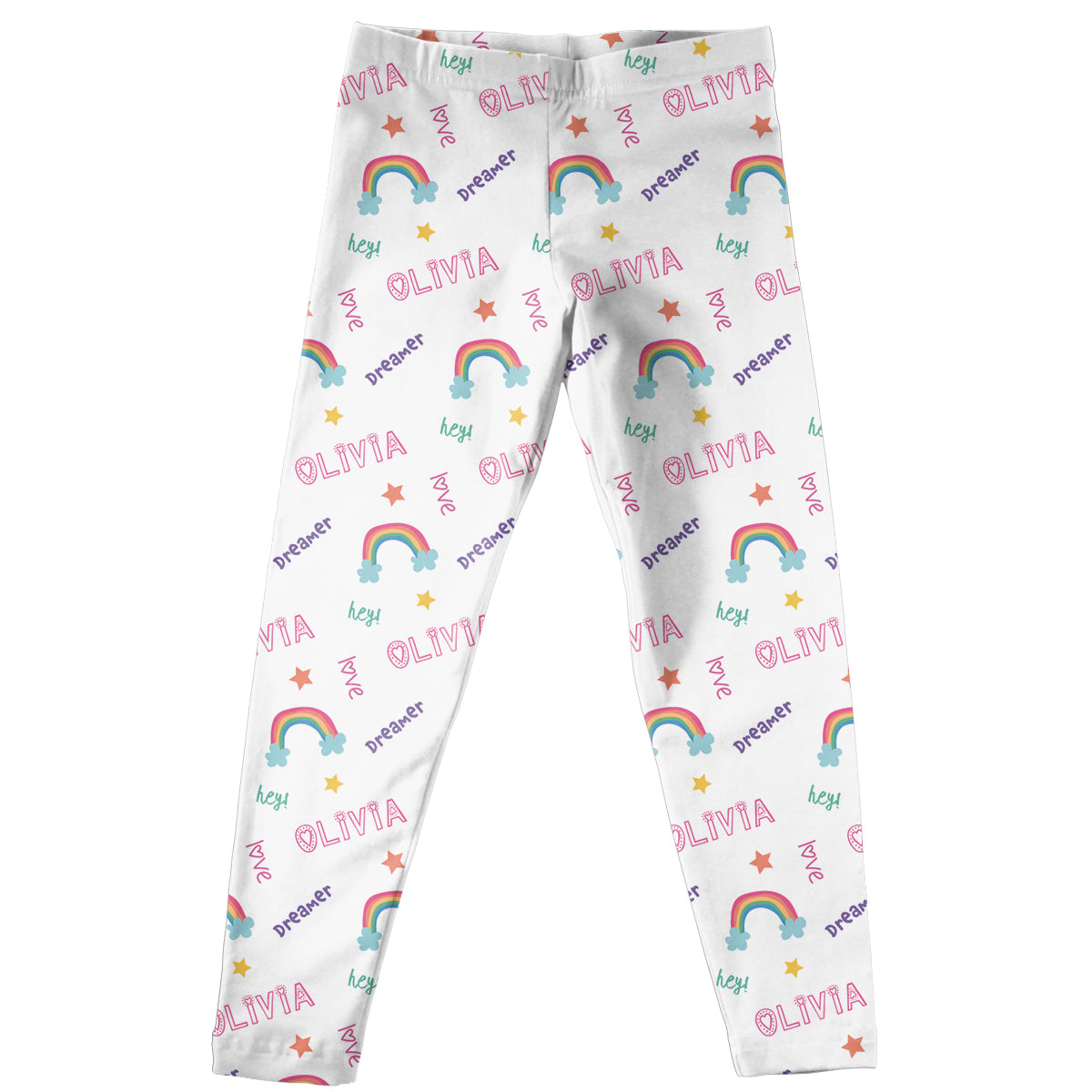 Rainbow White Leggings