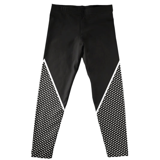 Stripe Black and White Polka Dots Leggings