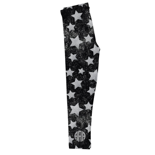 Stars Print Monogram Black Leggings