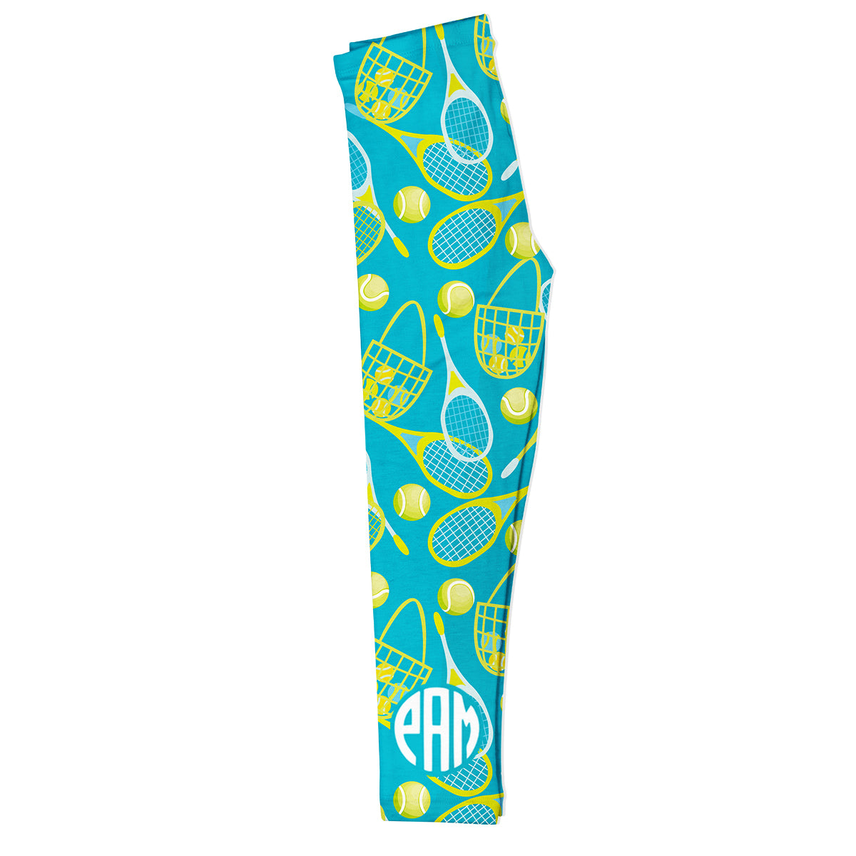 Tennis Print Personalized Monogram Turquoise Leggings