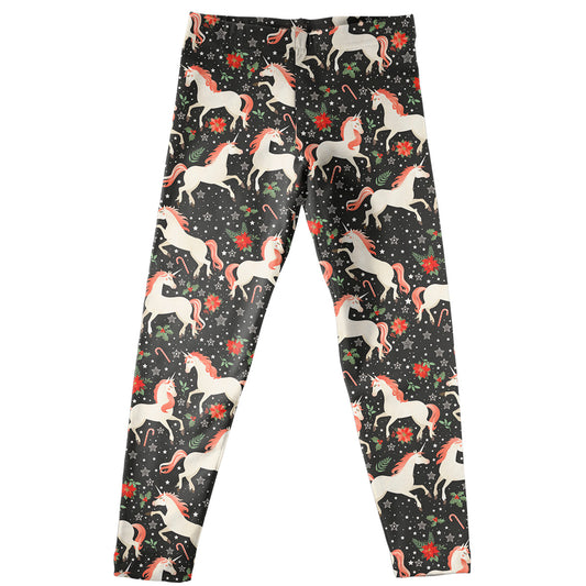 Unicorn Print Black Leggings