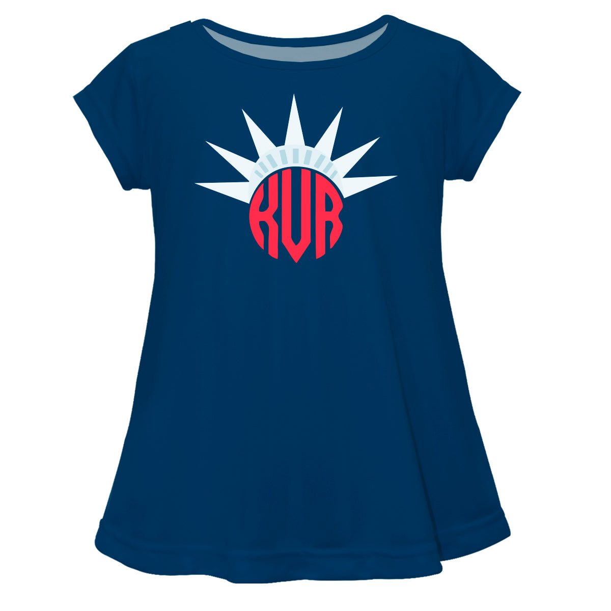American Personalized Monogram Navy Short Sleeve Laurie Top