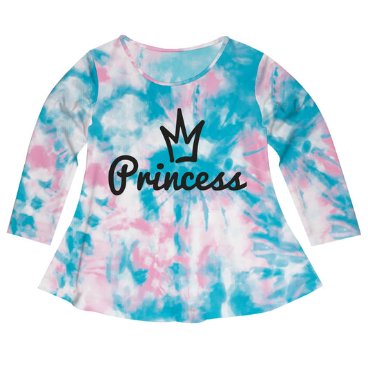 Crown Princess Pink and Blue Tie Dye Long Sleeve Laurie Top