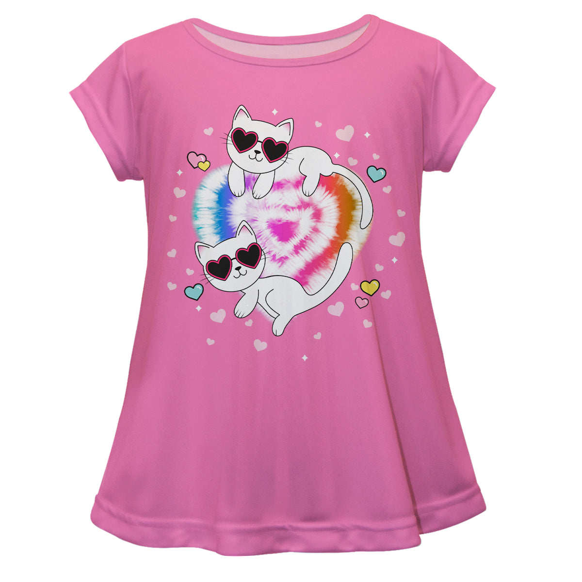 Cats Heart Pink Short Sleeve Laurie Top