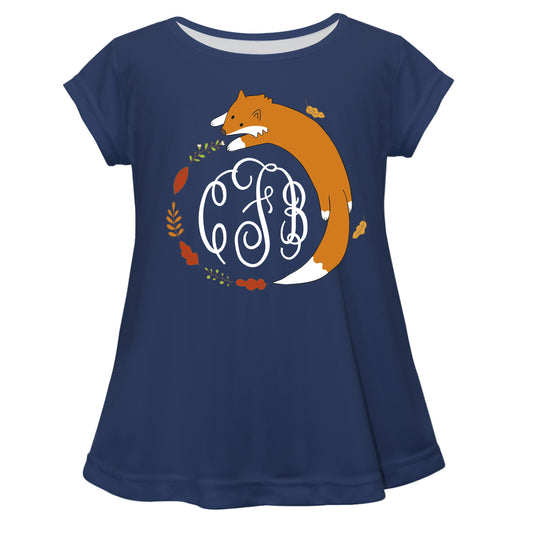 Fox Monogram Navy Short Sleeve Laurie Top