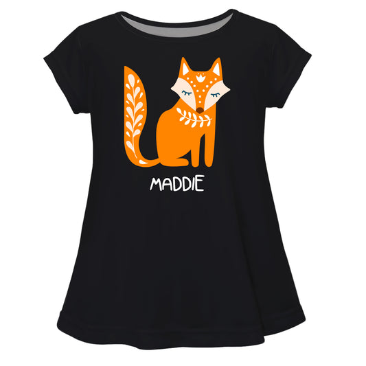 Fox Name Black Short Sleeve Laurie Top