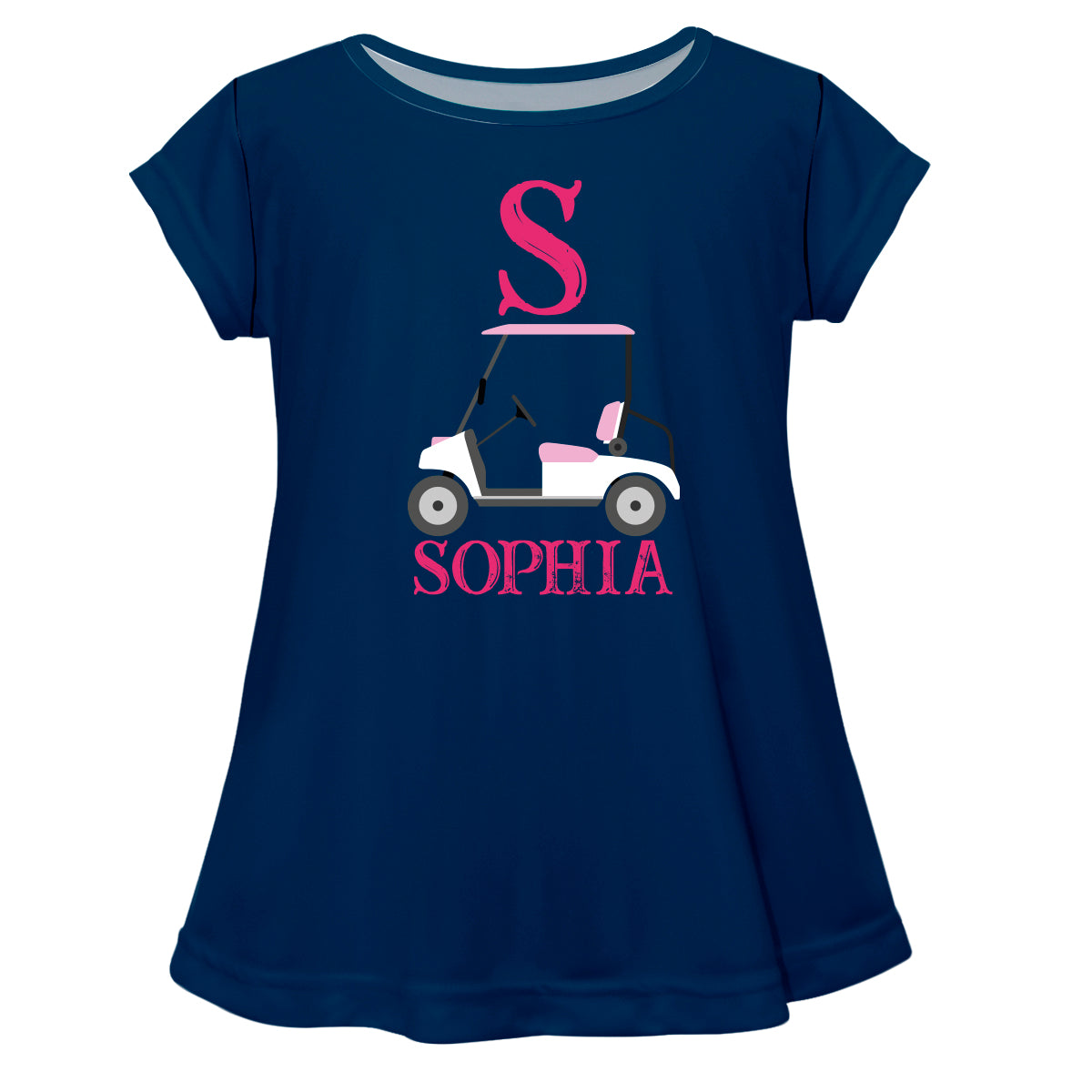 Golf Cart Personalized Initial And Name Navy Short Sleeve Laurie Top