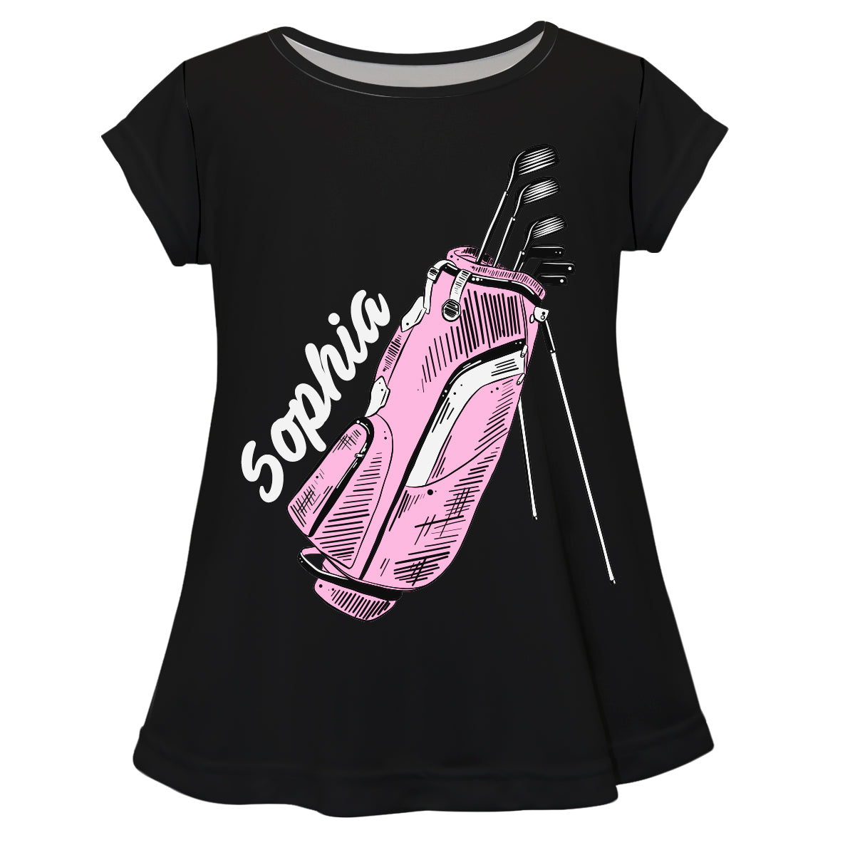 Golf Personalized Name Black Short Sleeve Laurie Top