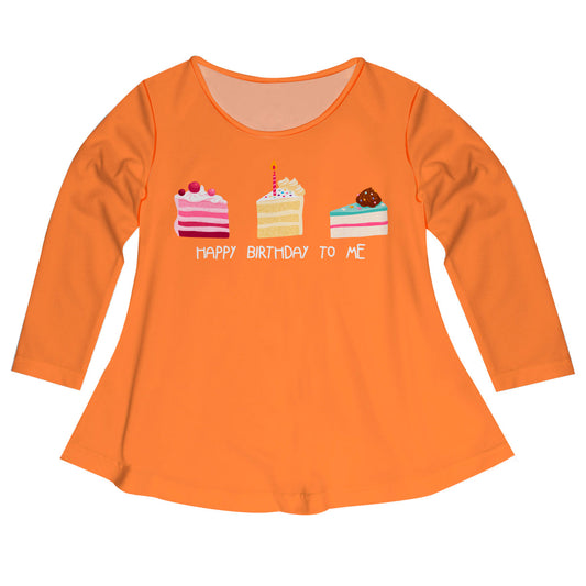 Happy Birthday To Me Orange Long Sleeve Laurie Top