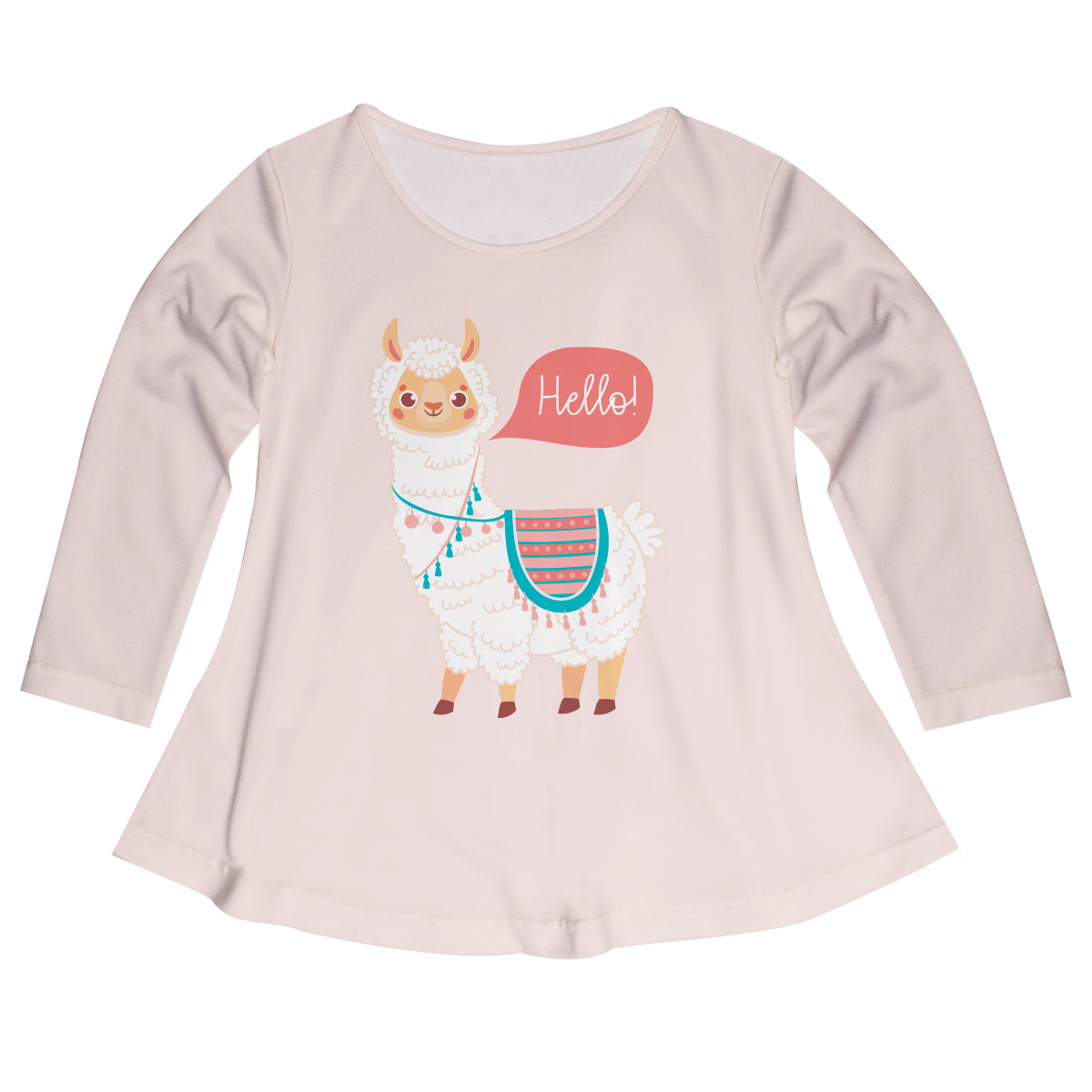 Hello Llama Light Peach Long Sleeve Laurie Top - Wimziy&Co.