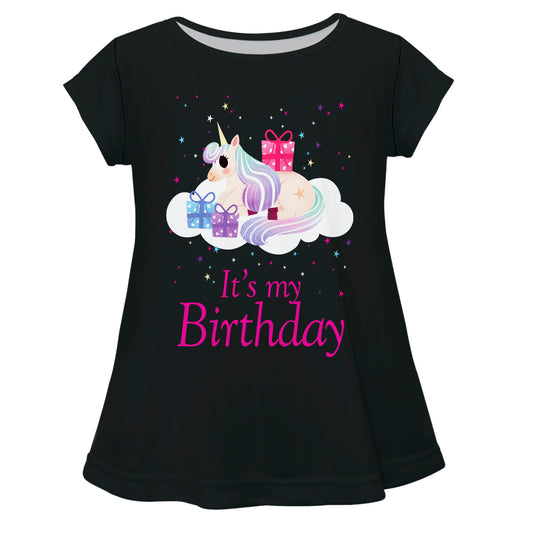 It Is My Birthday Black Short Sleeve Laurie Top