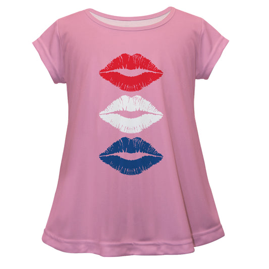 Lips Americana Pink Short Sleeve Laurie Top