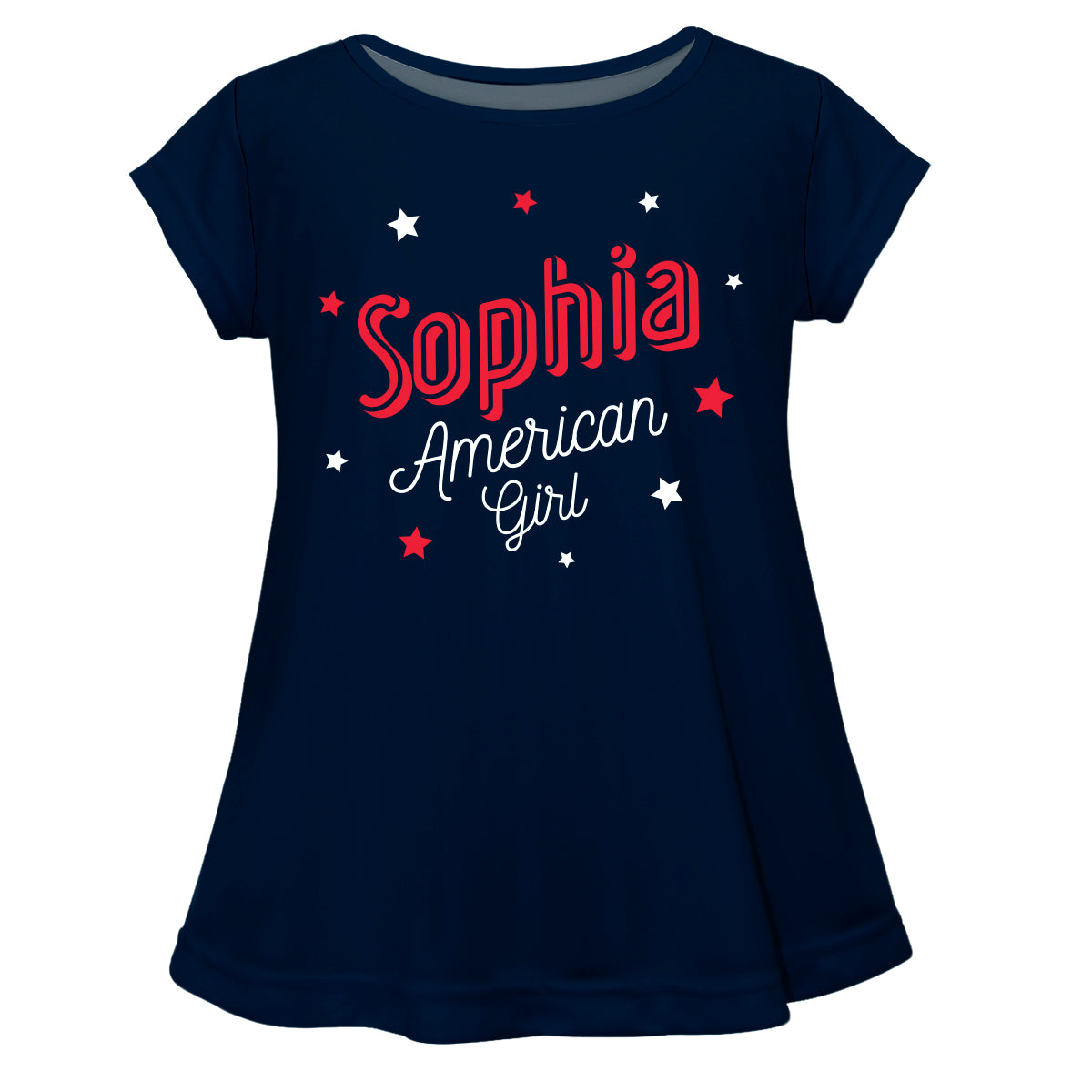 American Girl Personalized Name Navy Short Sleeve Laurie Top