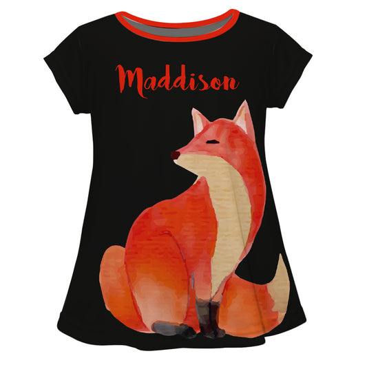 Fox Name Black Short Sleeve Laurie Top