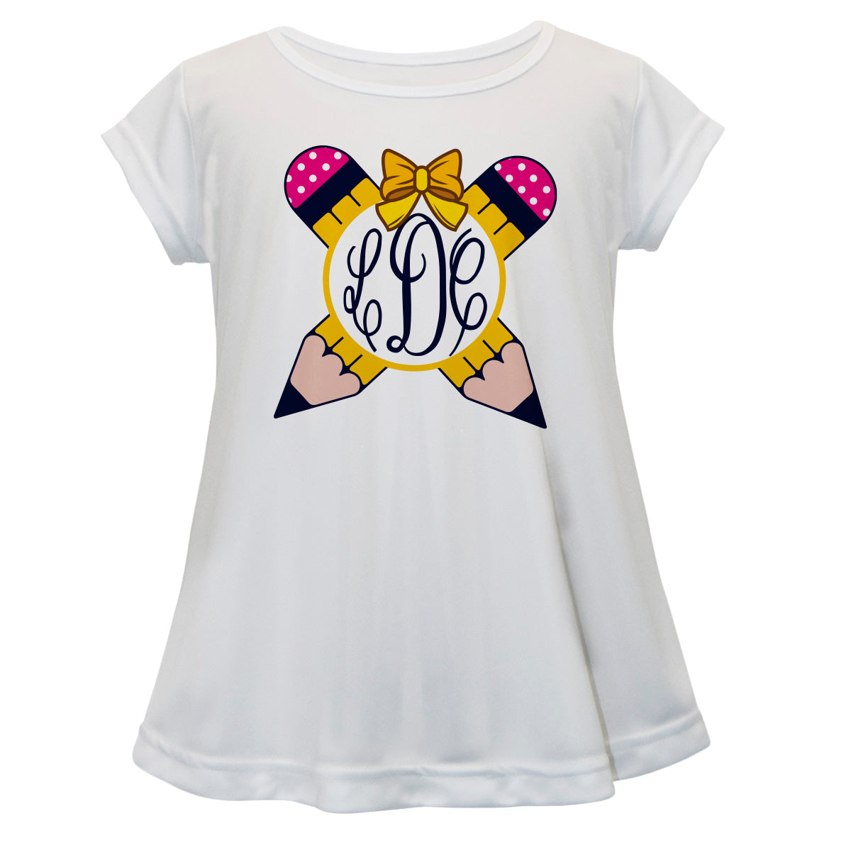 Pencils Monogram White Short Sleeve Laurie Top