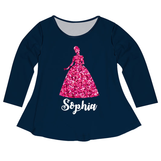 Princess Name Navy Long Sleeve Laurie Top