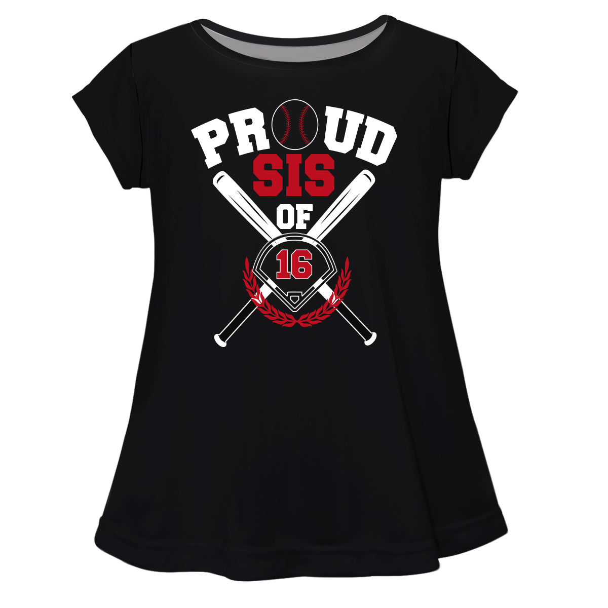 Proud Sis Of Number Black Short Sleeve Laurie Top