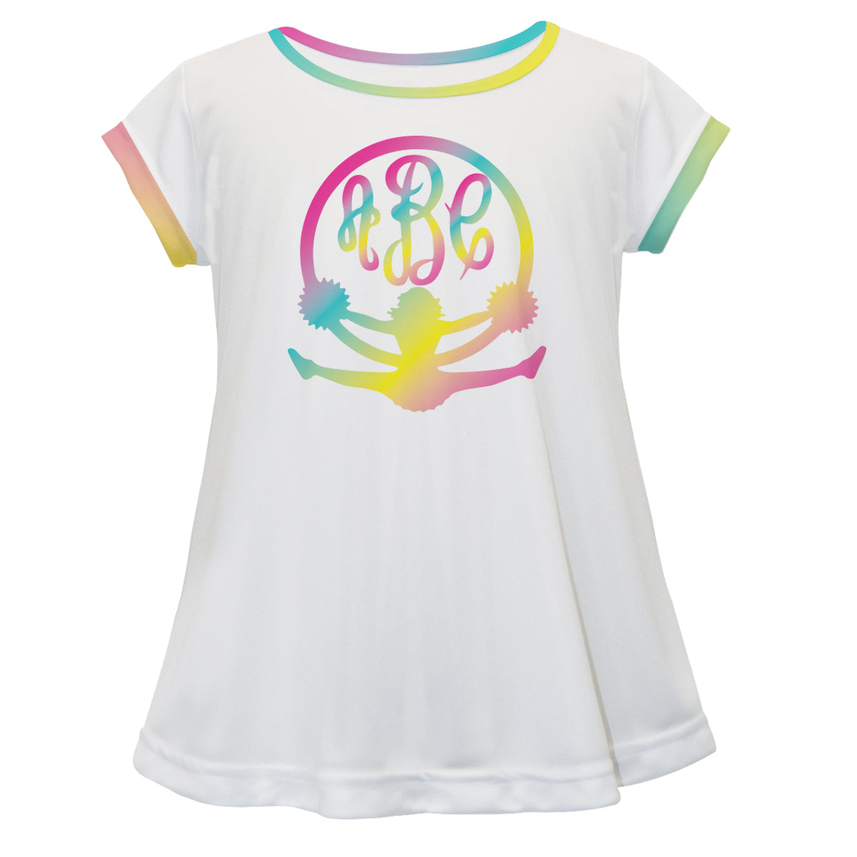 Silhouette Cheer Monogram White Short Sleeve Laurie Top