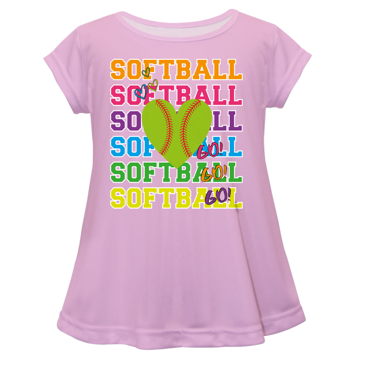 Softball Heart Light Pink Short Sleeve Laurie Top