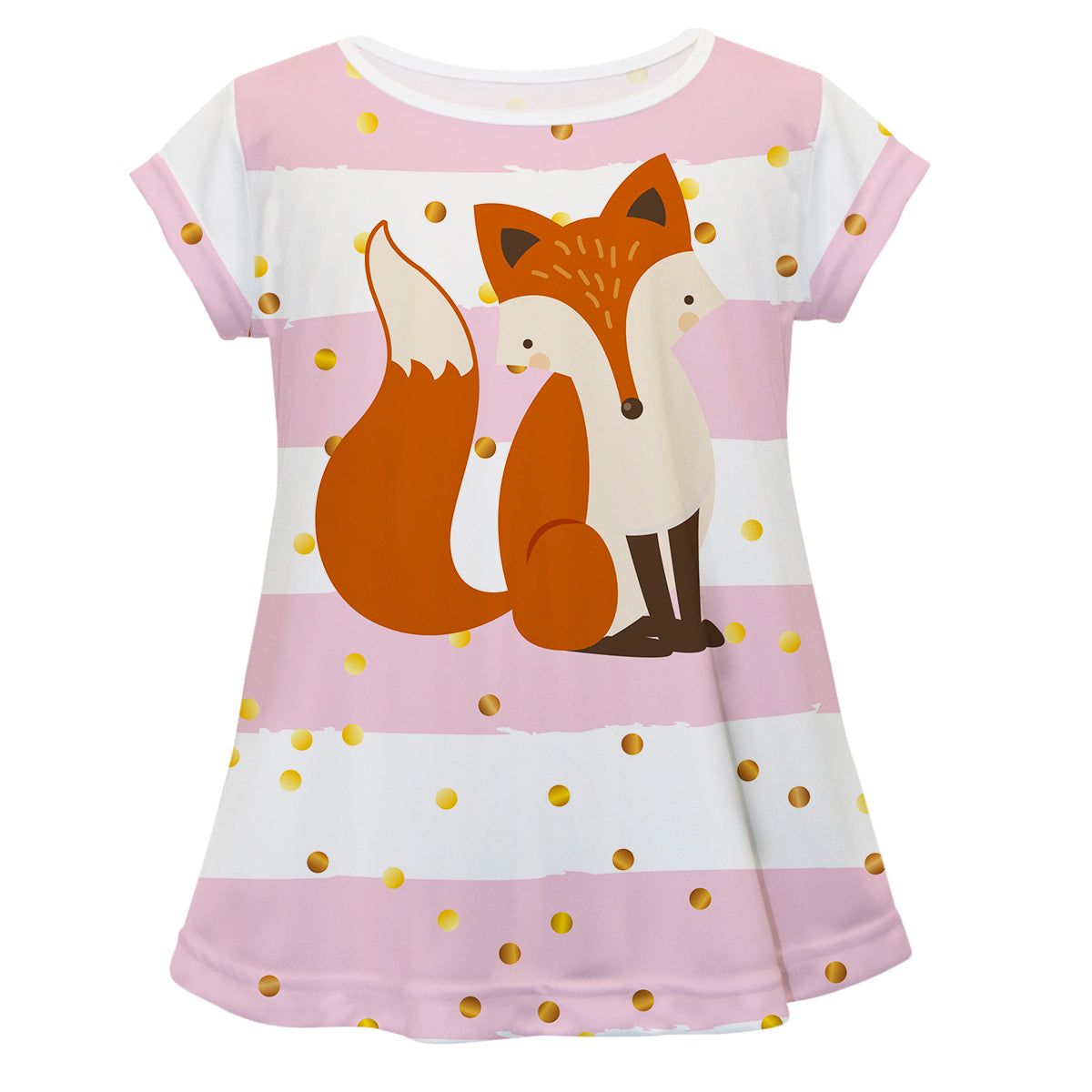 Fox White And Pink Stripes Short Sleeve Laurie Top