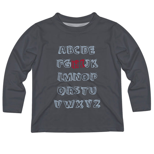 Alphabet Gray Long Sleeve Tee Shirt