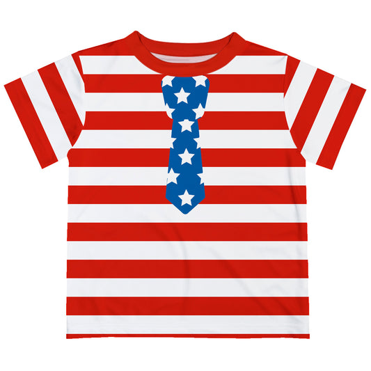 Tie White and Red Stripes Short Sleeve Tee Shirt