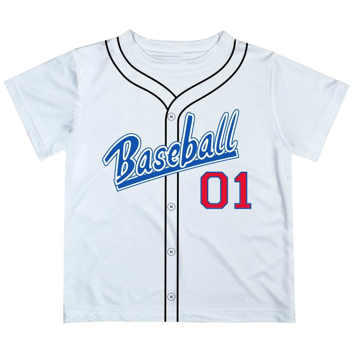 Baseball Personalized Name and Number White Short Sleeve Tee Shirt