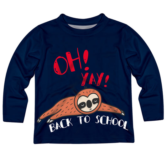 Oh Yay Back To School Navy Long Sleeve Tee Shirt