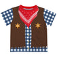 Cowboy Personalized Name Vest Dapper Blue Check Short Sleeve Tee Shirt - Wimziy&Co.