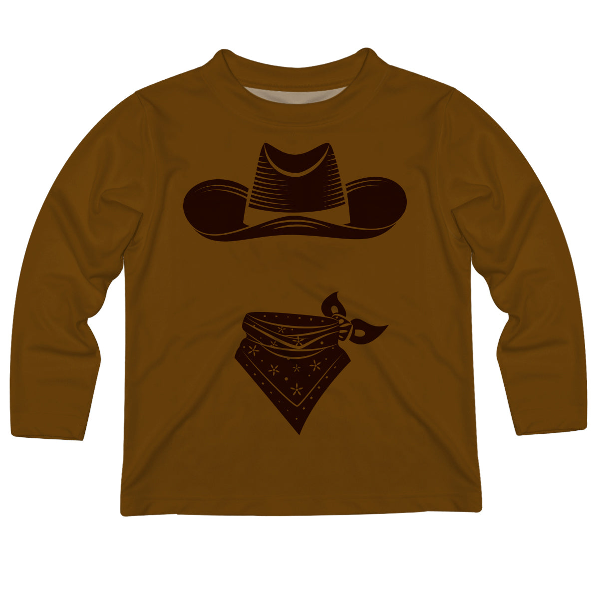 Cowboy  and Personalized Name Brown Long Sleeve Tee Shirt - Wimziy&Co.