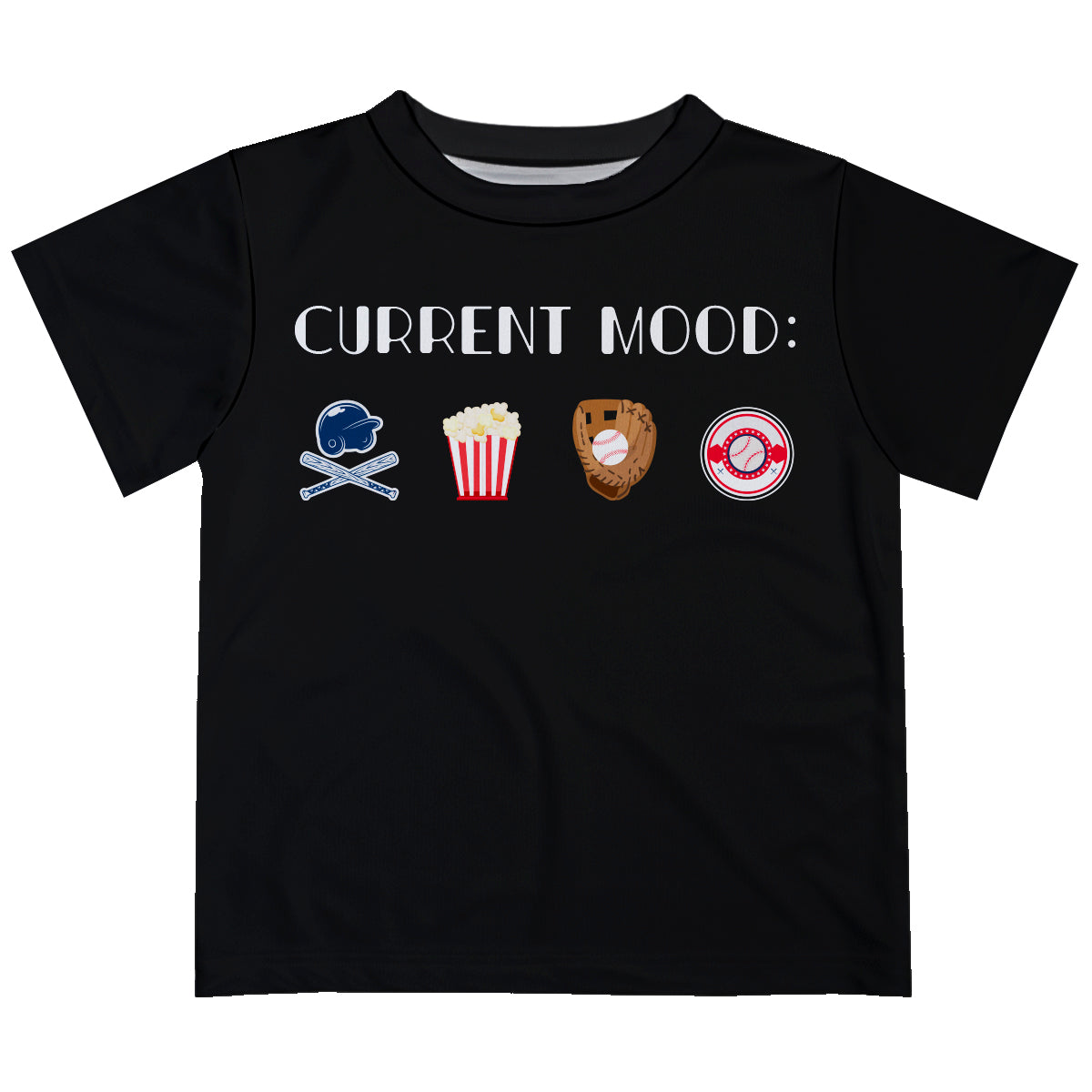 Current Mood Baseball Black Short Sleeve Tee Shirt