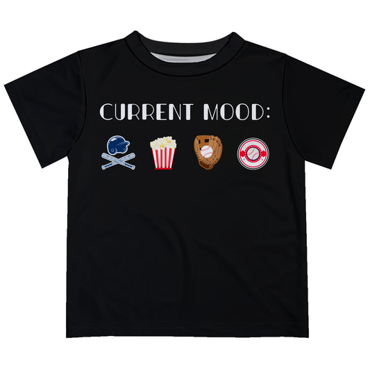 Current Mood Baseball Black Short Sleeve Tee Shirt
