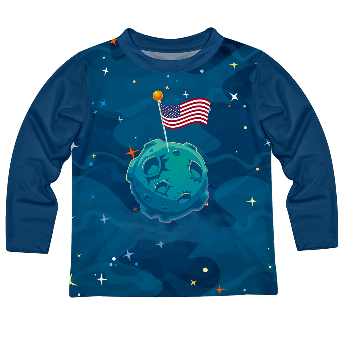 Conquering The Moon Name Navy Long Sleeve Tee Shirt - Wimziy&Co.