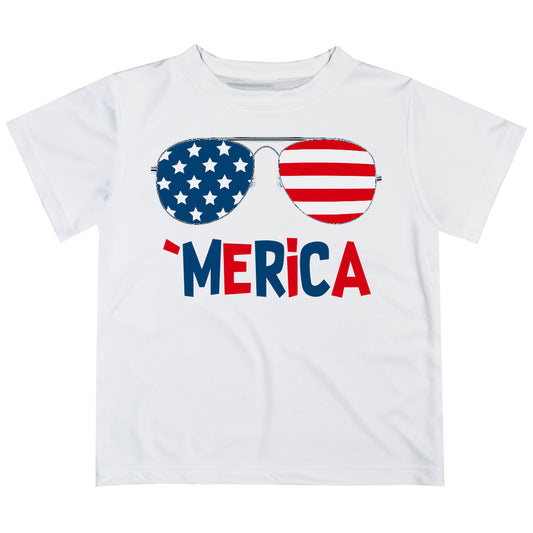 Sun Glasses America White Short Sleeve Tee Shirt