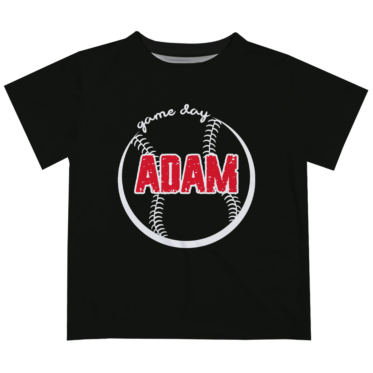 Game Day Personalized Name Black Short Sleeve Tee Shirt