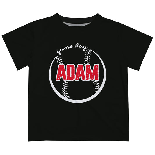 Game Day Personalized Name Black Short Sleeve Tee Shirt