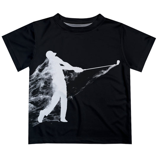 Golf Player Personalized Name Black Short Sleeve Tee Shirt