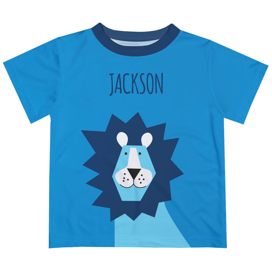 Geometric Lion Personalized Name Royal Short Sleeve Tee Shirt