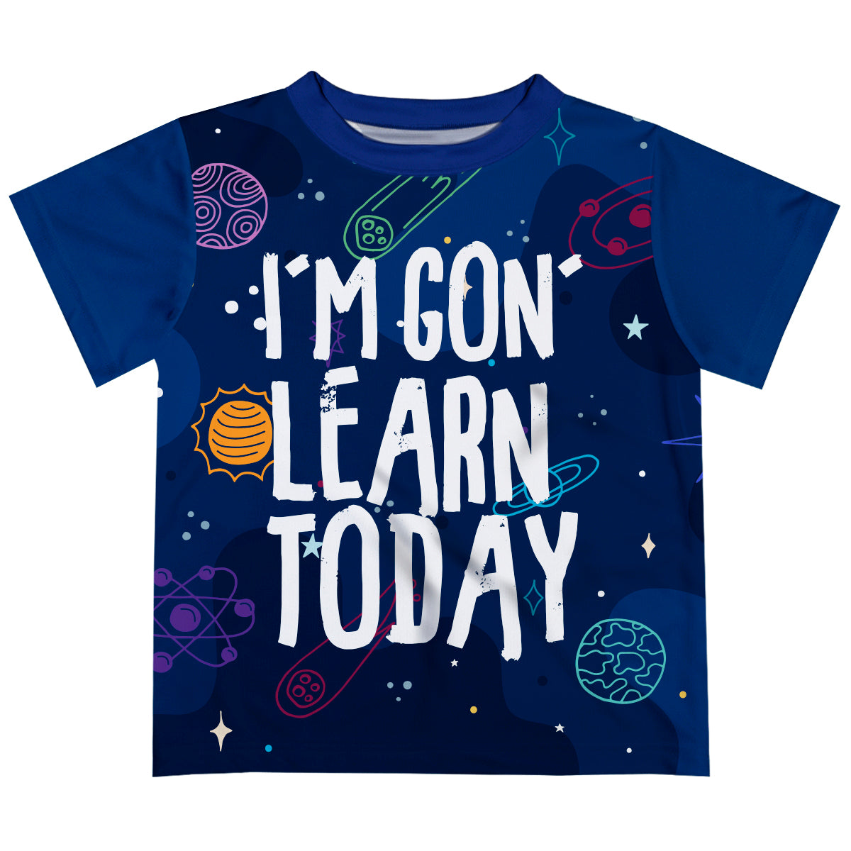 White I´m Gon´ Learn Today Navy Short Sleeve Boys T-Shirt