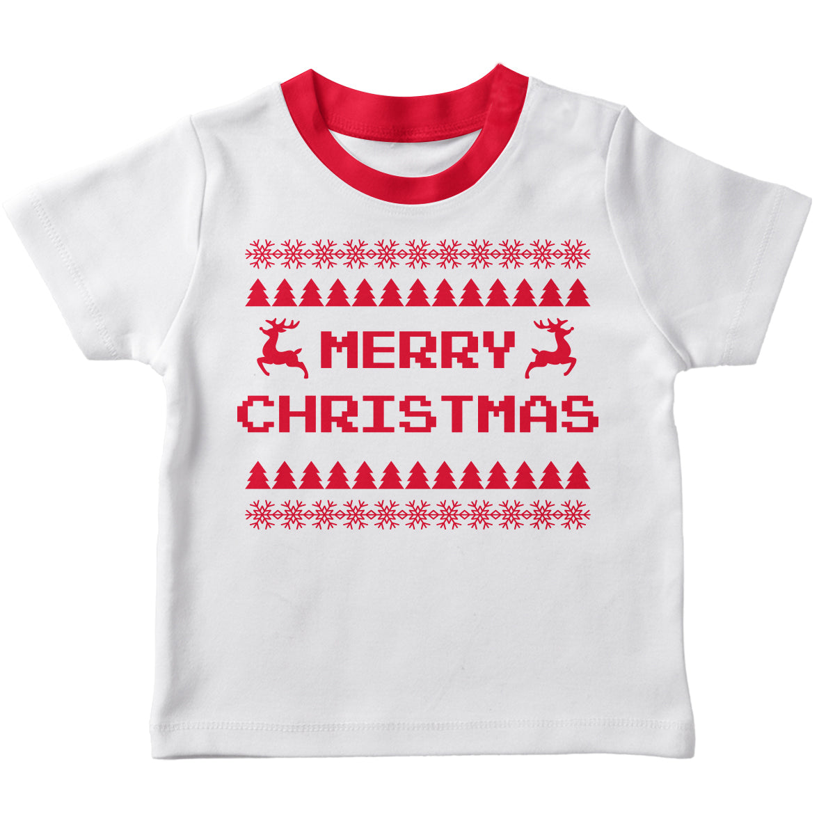 Merry Christmas White Short Sleeve Boys Tee Shirt