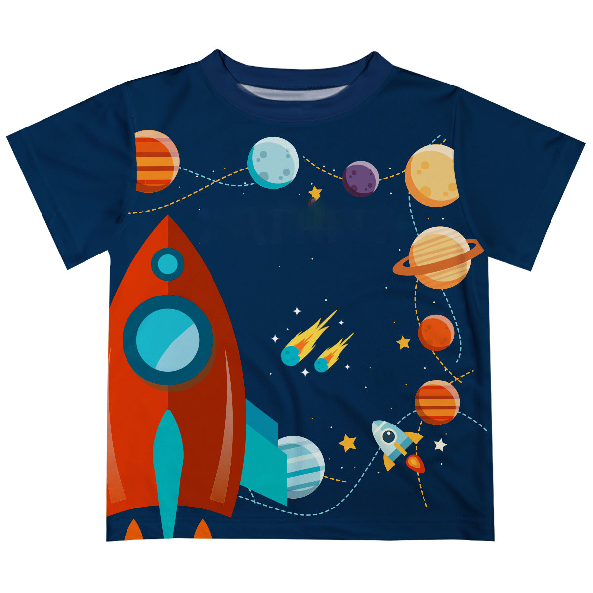 Spaceship Name Navy Short Sleeve Boys Tee Shirt - Wimziy&Co.