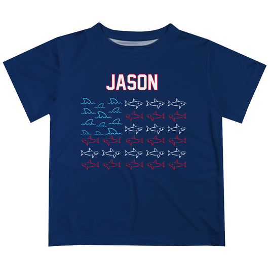 Sharks Flag Name Navy Short Sleeve Tee Shirt