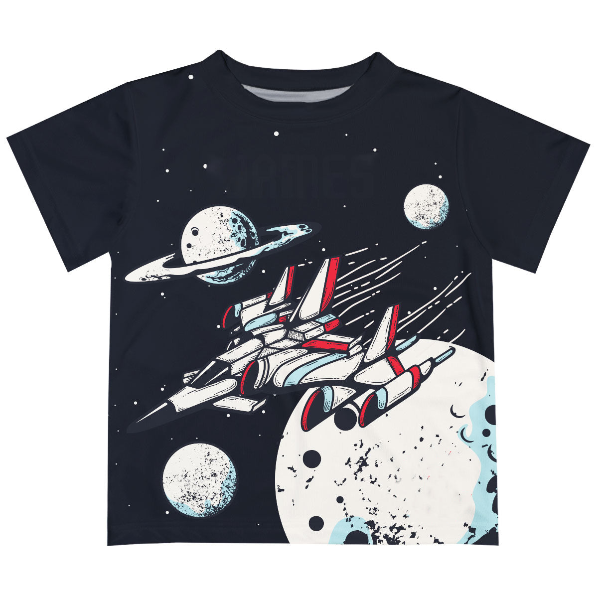 Space Plane Name Black Short Sleeve Tee Shirt - Wimziy&Co.