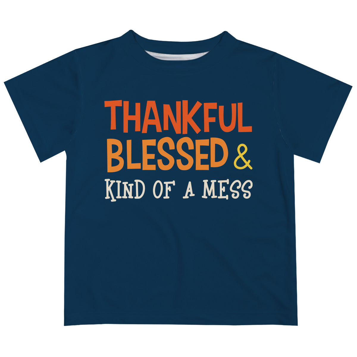 Thankful Blessed Navy Short Sleeve Tee Shirt