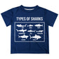 Types Of Sharks Navy Short Slevve  Tee Shirt