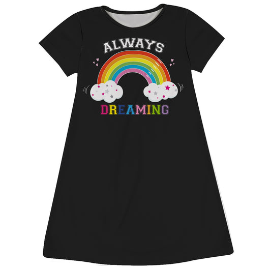 Always Dreaming Black Short Sleeve A Line Dress - Wimziy&Co.
