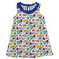 School Print White and Blue A Line Dress - Wimziy&Co.