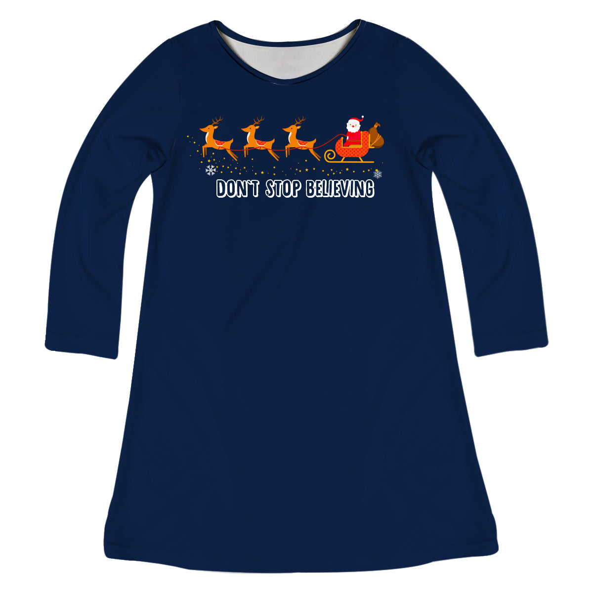 Dont Stop Believing Navy Long Sleeve A Line Dress