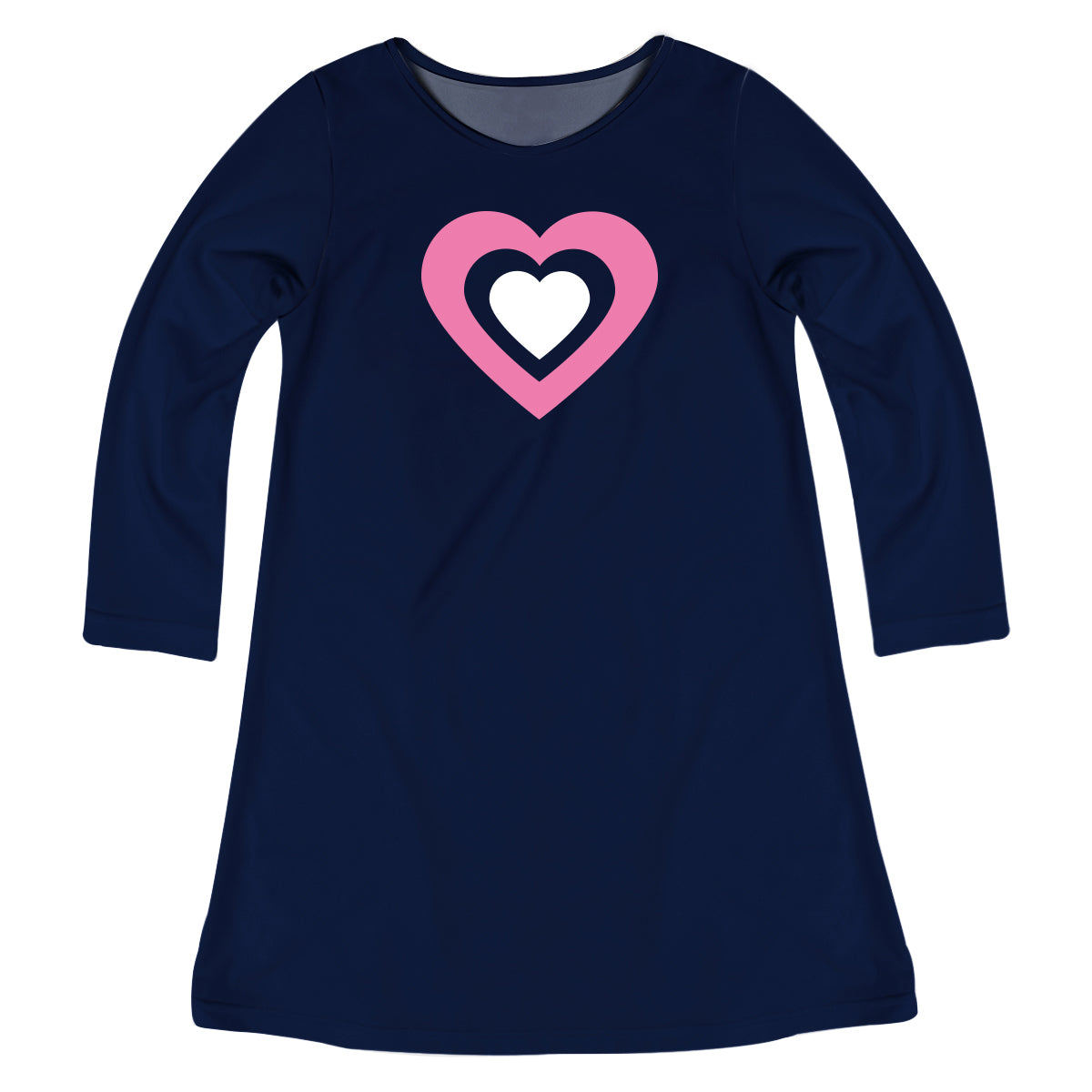 Heart Navy Long Sleeve A Line Dress - Wimziy&Co.