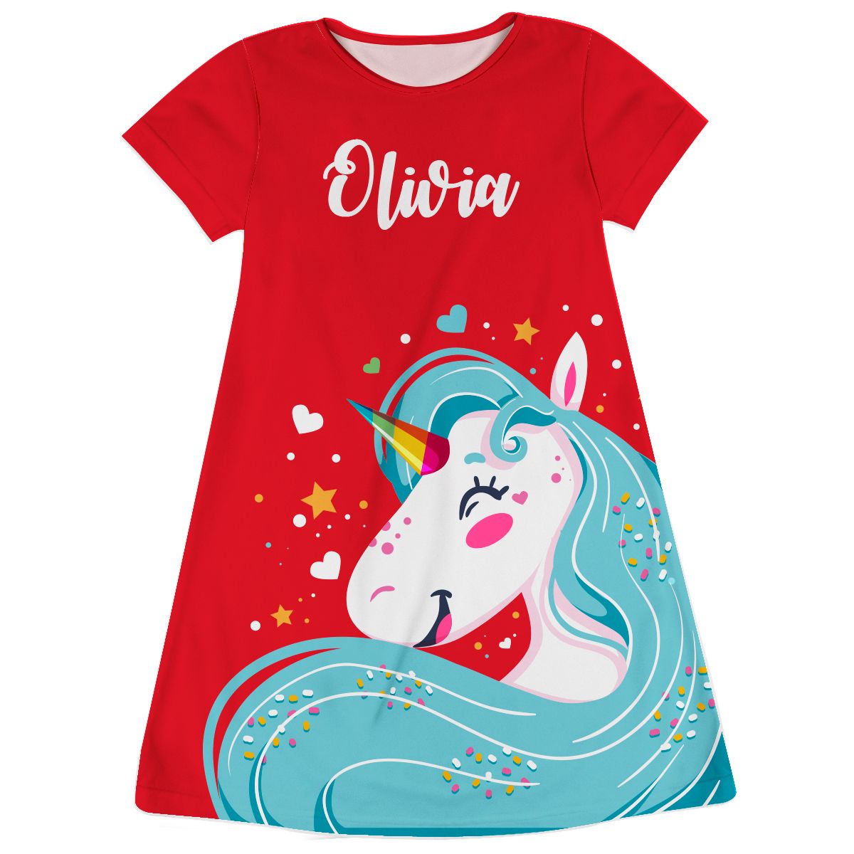 Big Unicorn a-line dress with name - Wimziy&Co.
